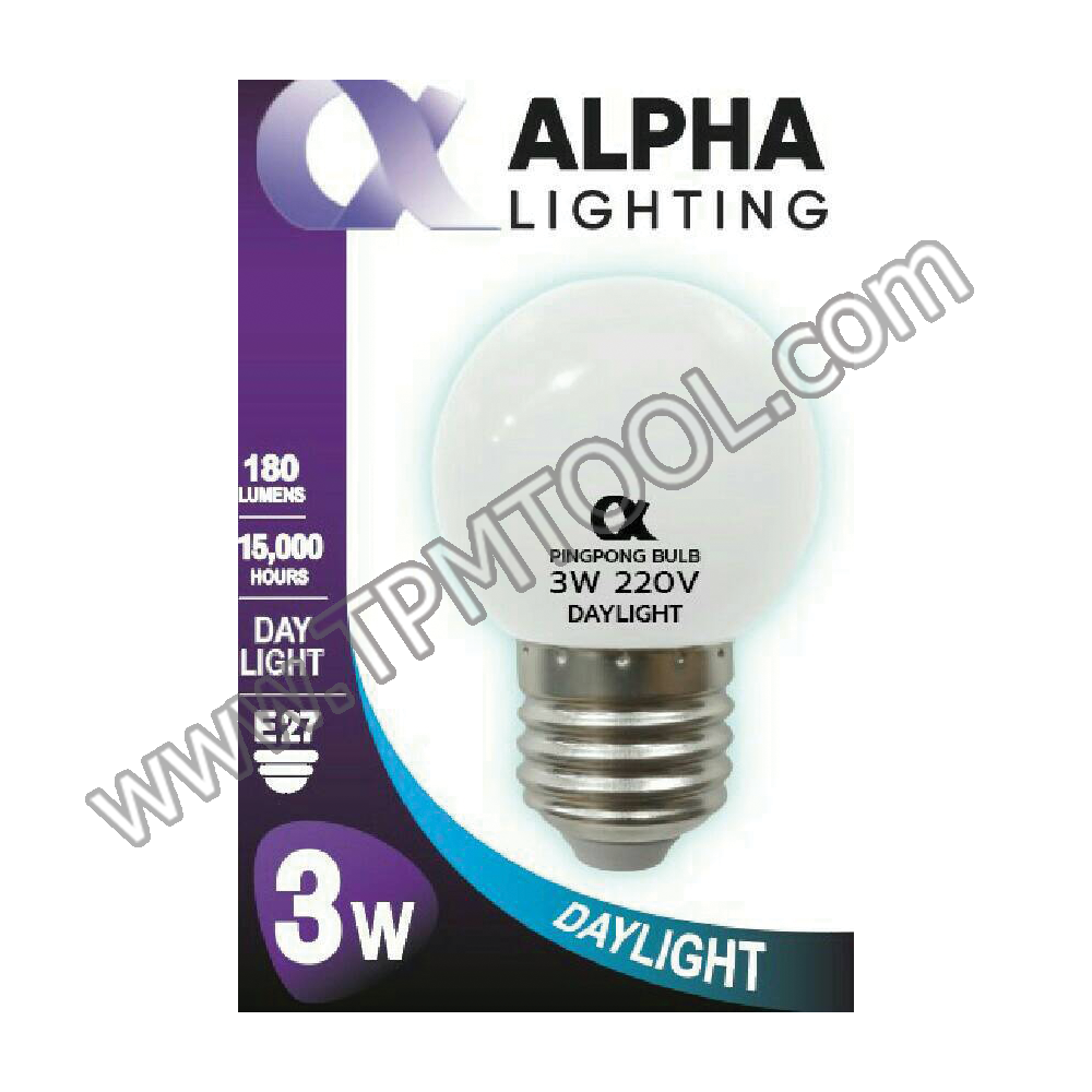 ALPHA-ALPA01-01 หลอดปิงปอง 3W/Daylight สีขาว