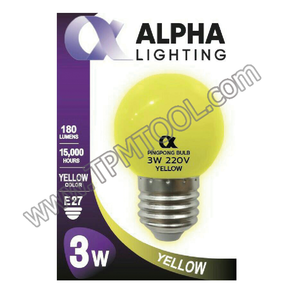 ALPHA-ALPA01-06 หลอดปิงปอง 3W สีเหลือง
