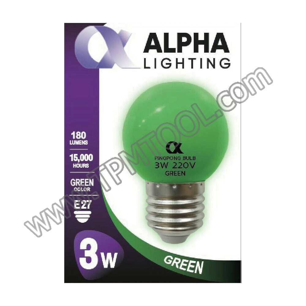 ALPHA-ALPA01-09 หลอดปิงปอง 3W สีเขียว
