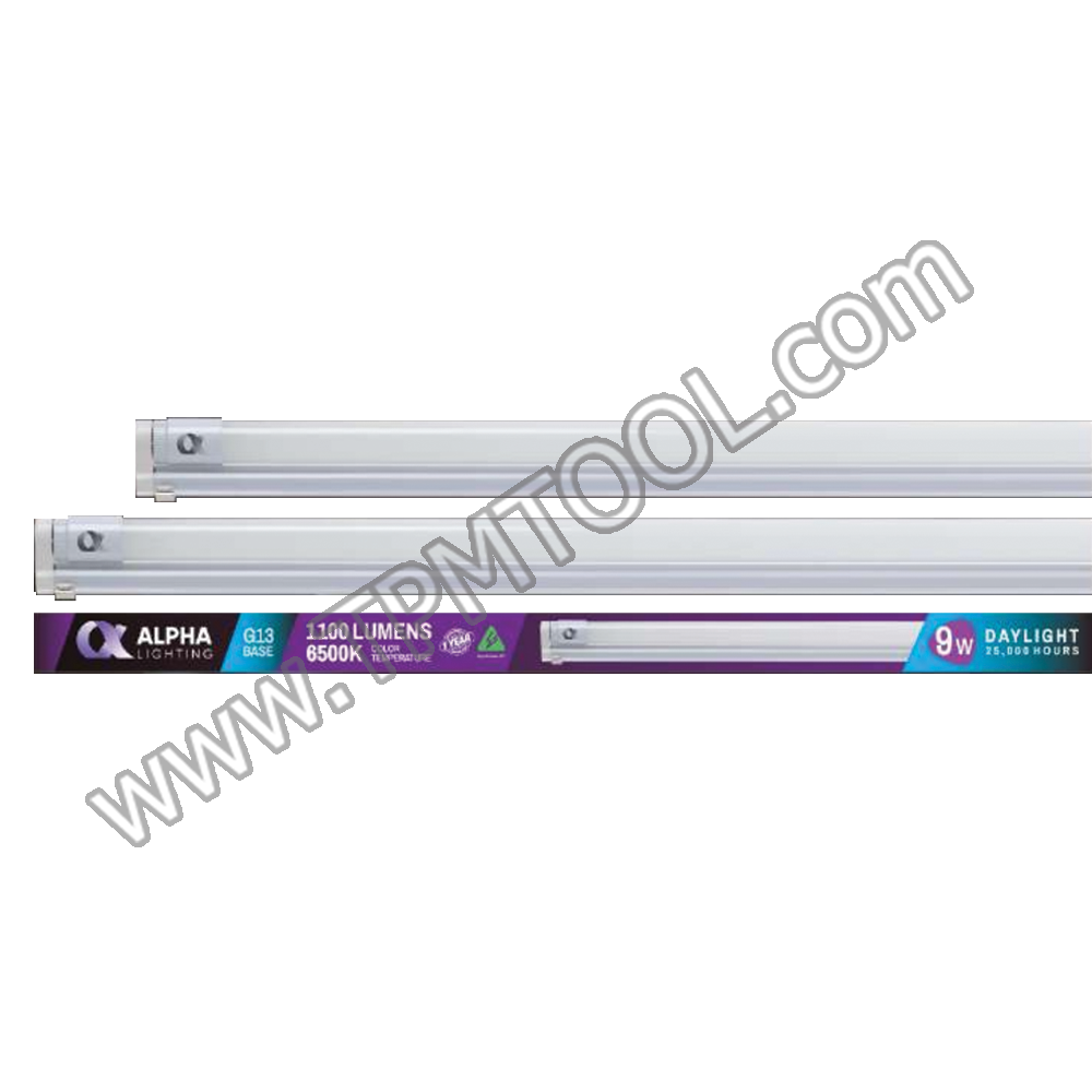 ALPHA-ALPA04DSA-09 ชุดเซ๊ตหลอด T8 Daylight ขาบิดล็อก 9W