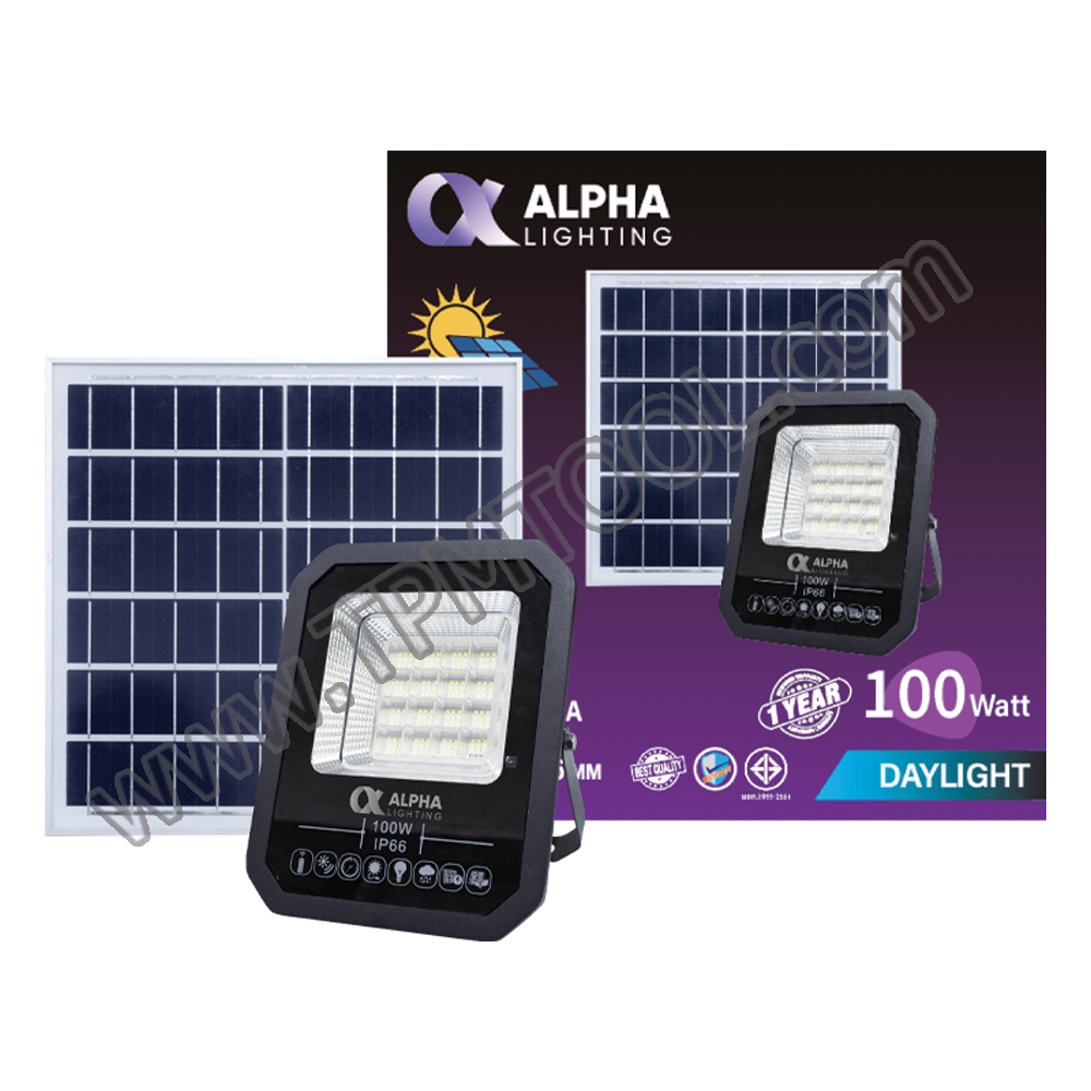 ALPHA-ALPA15-100 ฟลัดไลท์ Solar Cell Daylight 100W