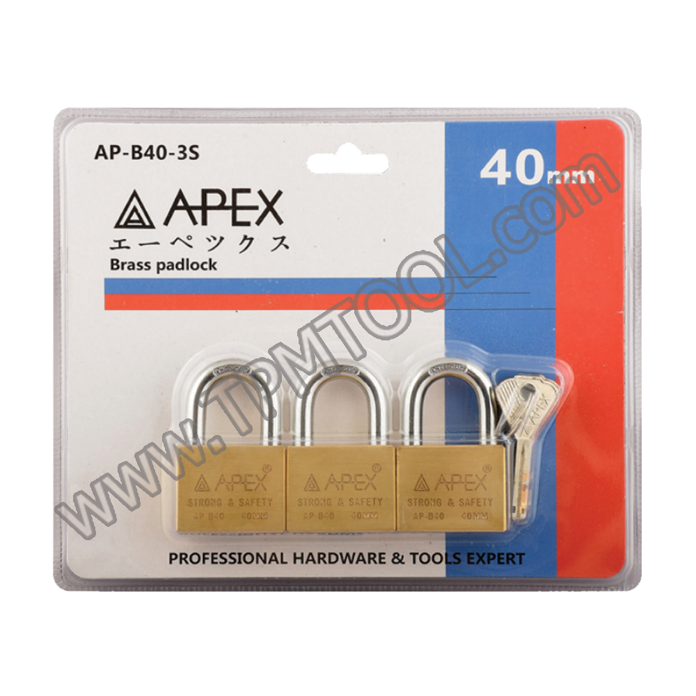 APEX-APXD04-B40-3S ชุดกุญแจคล้องทองเหลืองคีย์อะไลท์ 40mm