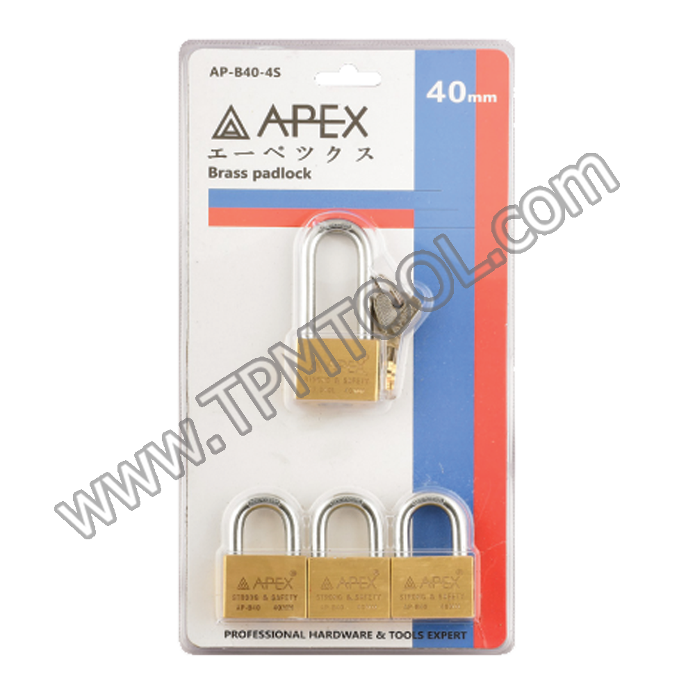APEX-APXD04-B40-4S ชุดกุญแจคล้องทองเหลืองคีย์อะไลท์ 40mm