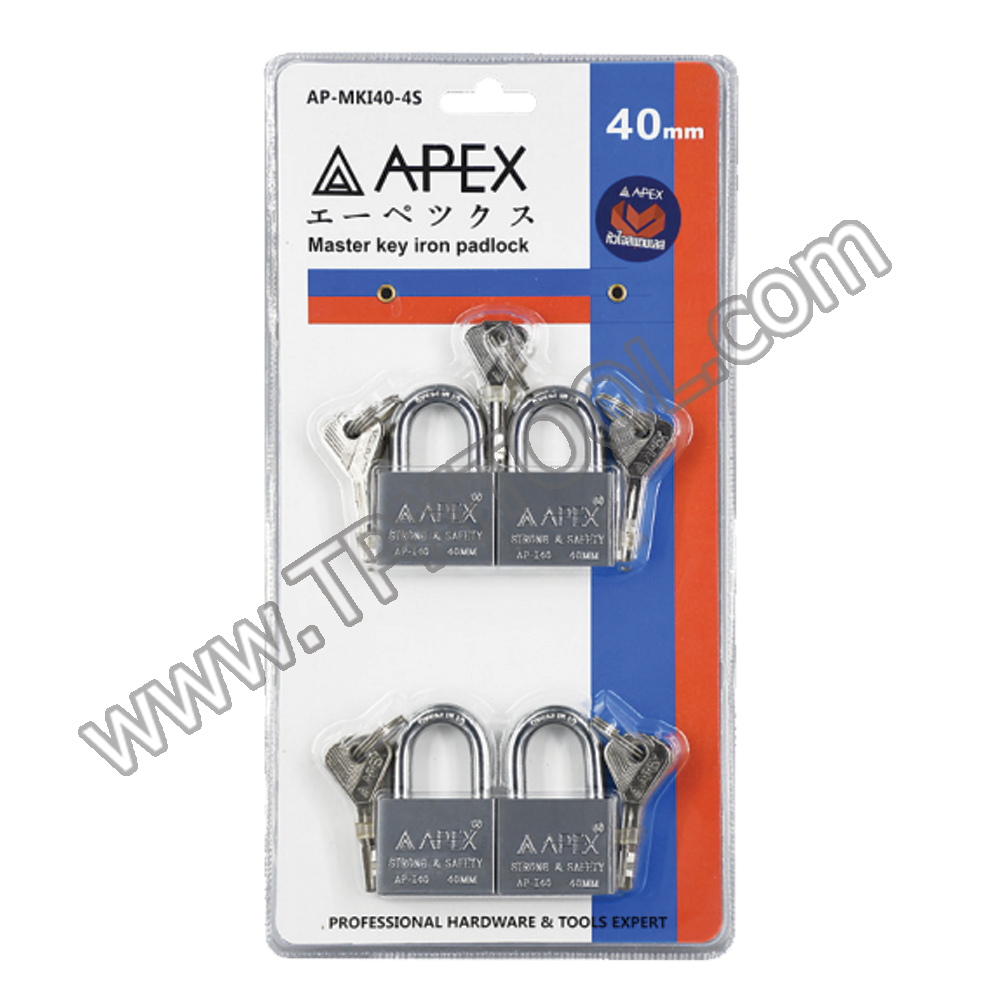 APEX-APXD10-MKI40-4S กุญแจคล้องเหล็กมาสเตอร์คีย์ 40mm 4ตัว