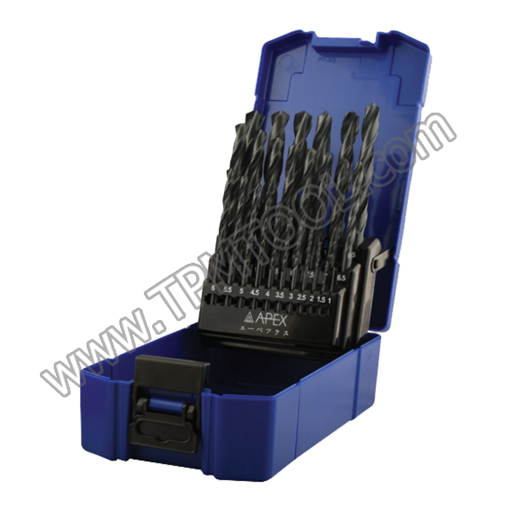 APEX-APXA02-13S ชุดดอกสว่านเจาะเหล็ก HSS สีดำ 13 ตัวชุด