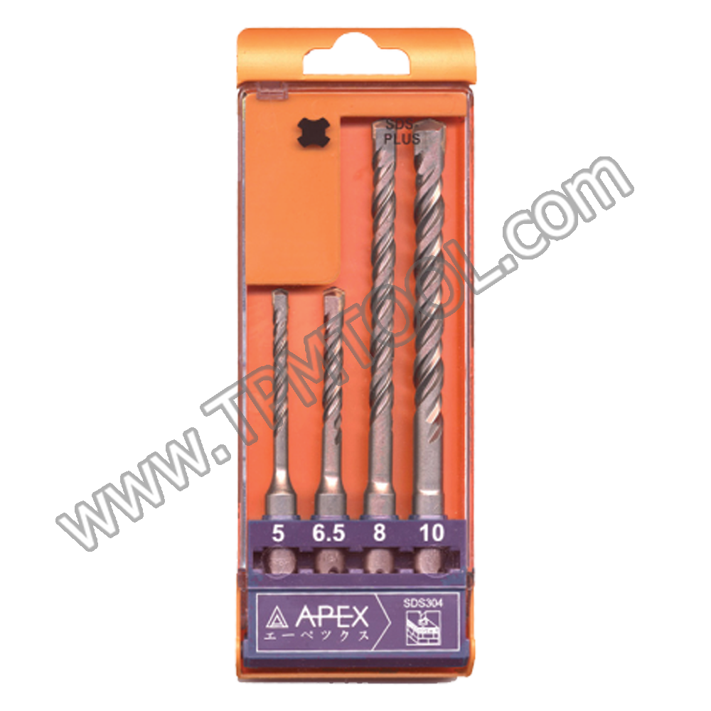 APEX-APXA09S-02 ชุดดอกสว่านเจาะคอนกรีต SDS 4 ตัวชุด