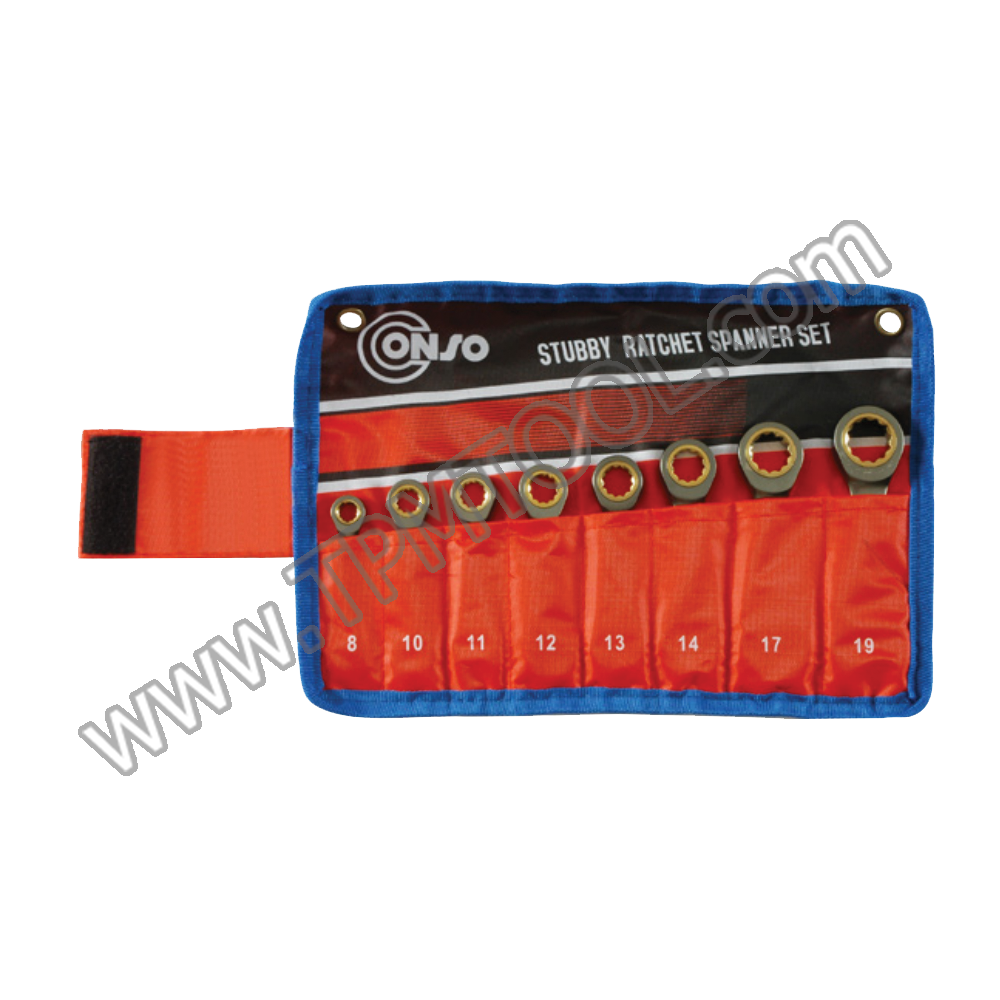 Conso-CNSC15S-08 ชุดประแจแหวนข้างปากตายตัวสั้นฟรีสปีด 8 ตัว/ชุด