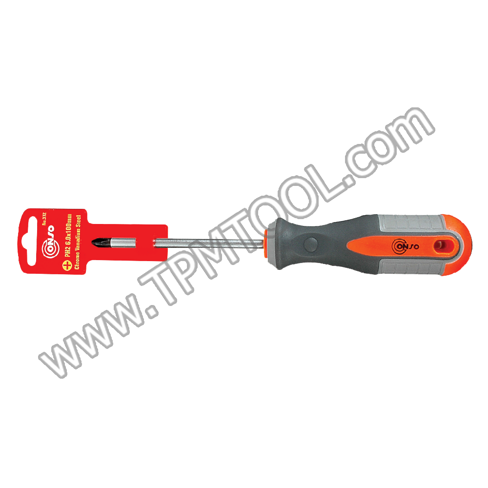Conso-CNSI04-01 ไขควงด้ามส้มเทา NO.372 ปากแฉก PH0x3.0x75mm