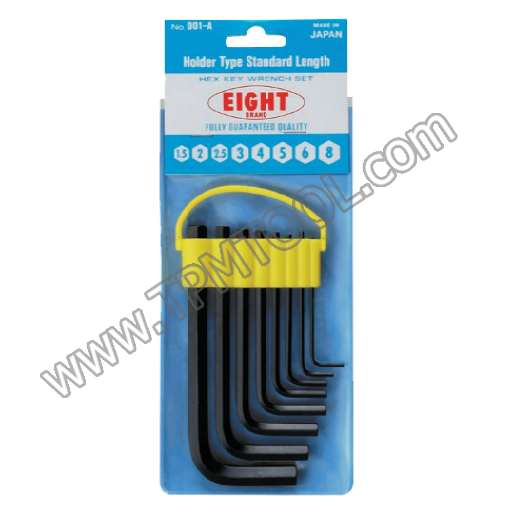 Eight-EGHA06S-01A ประแจหกเหลี่ยม สั้น สีดำ ชุดแผงโชว์ 7 ชิ้น/ชุด