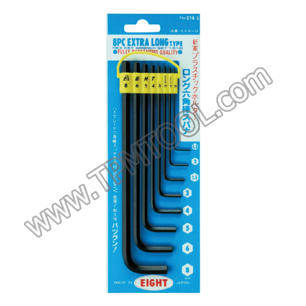 Eight-EGHA06S-03A ประแจหกเหลี่ยม ยาวพิเศษ สีดำ ชุดแผงโชว์ 8 ชิ้น/ชุด