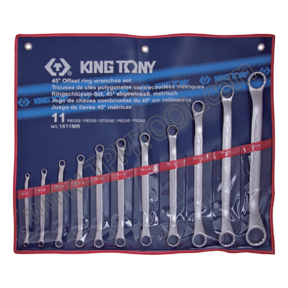 Kingtony-KGTE09S-06 ชุดประแจแหวน คอ 45 องศา 6 ตัว/ชุด