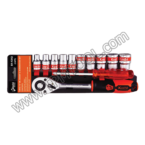 Koche-KOCC10-13 บล็อกชุดพร้อมไขควง 13 ตัว/ชุด 1/2" 6 เหลี่ยม/12 เหลี่ยม