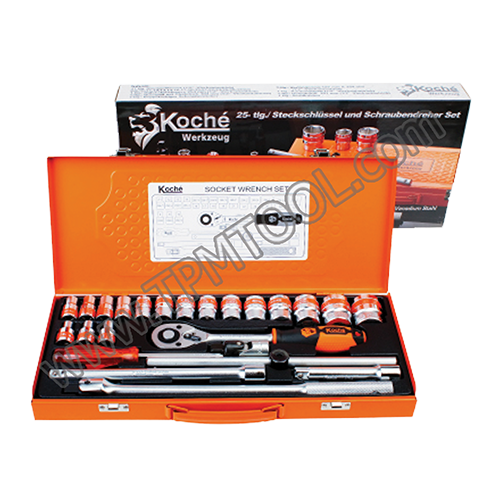 Koche-KOCC10-25A บล็อกชุดพร้อมไขควง 25 ตัว/ชุด 1/2" 6 เหลี่ยม/12 เหลี่ยม
