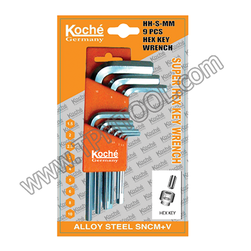 Koche-KOCLH/R9 กุญแจหกเหลี่ยม 2 ข้างสั้น 9 ตัวชุด (มิล)