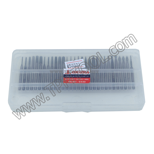 เหล็กเจียรนัยหัวเพชร 30 ตัวชุด แกน 3mm Okura-OKUH04R-03-ES30
