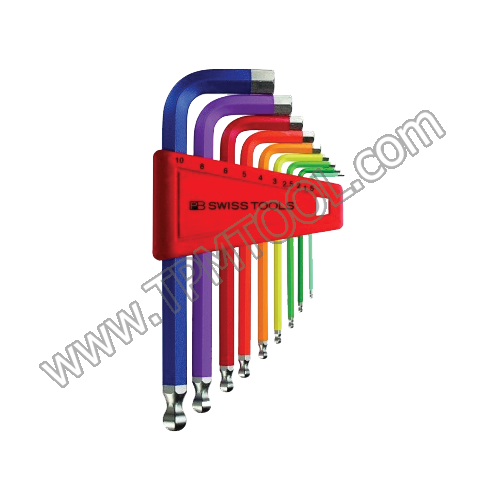 PB-PBSC01-212H10RB ชุดประแจหกเหลี่ยมสีรุ้ง หัวบอลสั้น 9ตัว/ชุด 1.5-10mm