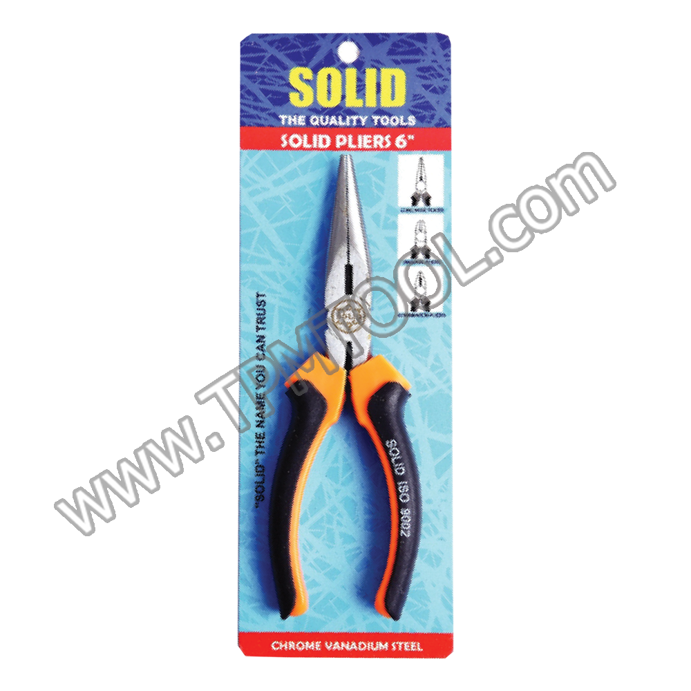 Solid-SLDE03-06 คีมปากแหลม ด้ามหนา 6"